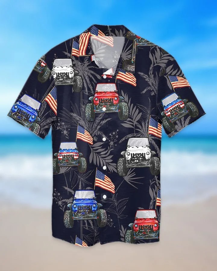 Jeep American flag hawaiian shirt