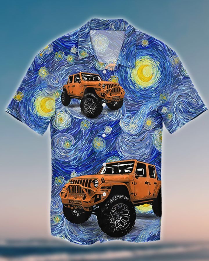 Jeep art moon hawaiian shirt