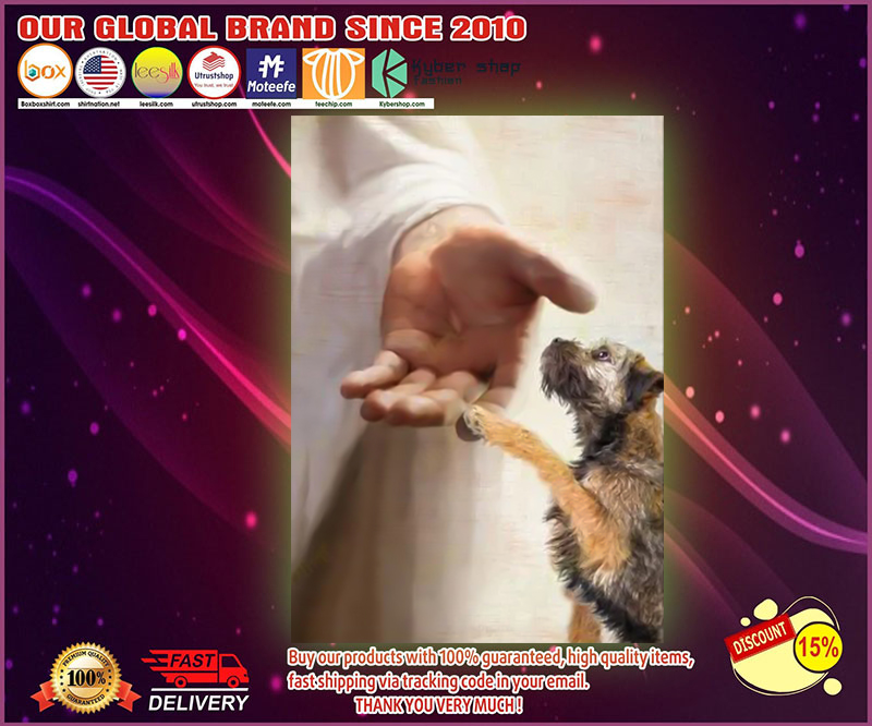 Jesus God Border Terrier take my hand canvas