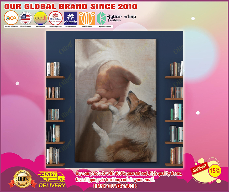 Jesus God Collie take my hand canvas