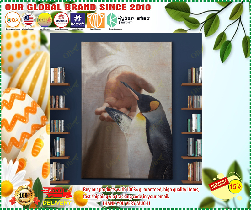 Jesus God Penguin take my hand canvas