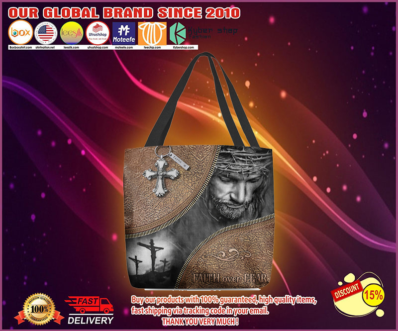 Jesus faith over fear Tote bag