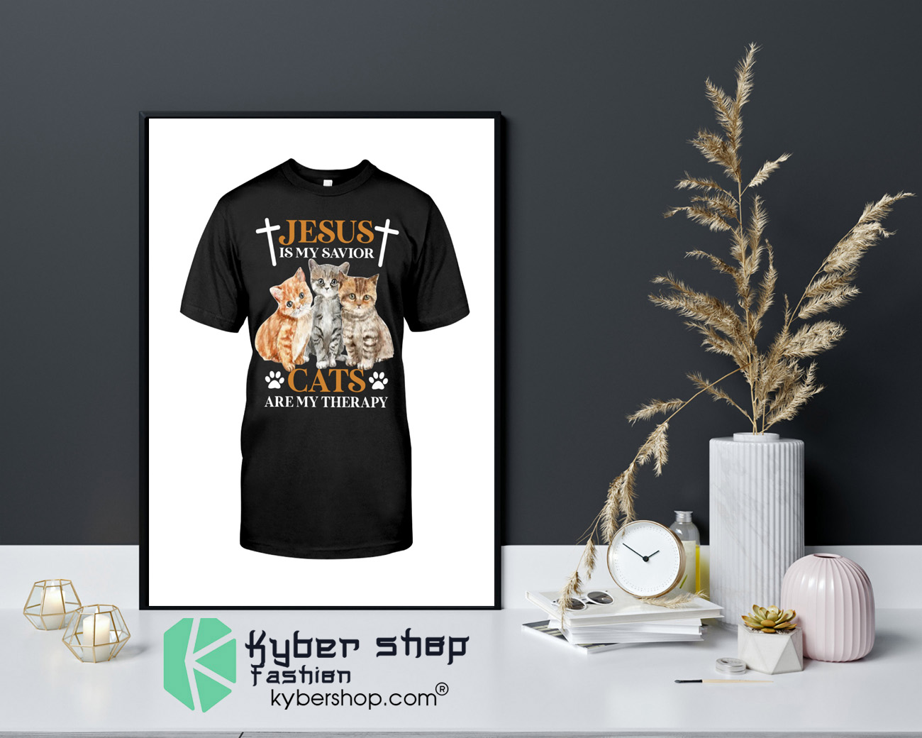 Jesus is my savior cats are my therapy shirt 4