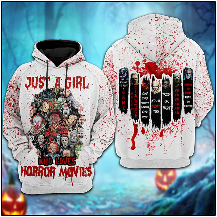 Just A Girl Who Loves Horror Movies 3D Hoodie 3 Just A Girl Who Loves Horror Movies 3D Hoodie1