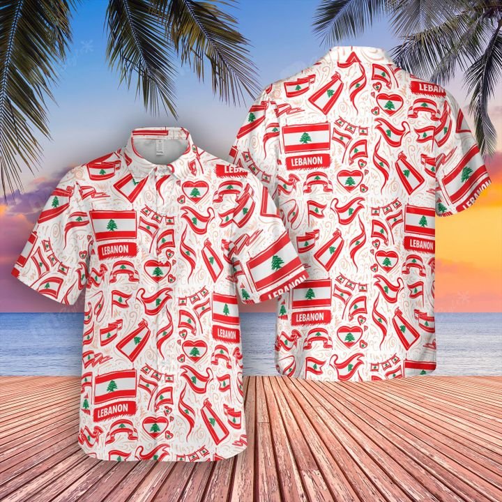Lebanon flag hawaiian shirt and short 6 Lebanon flag hawaiian shirt and short 1