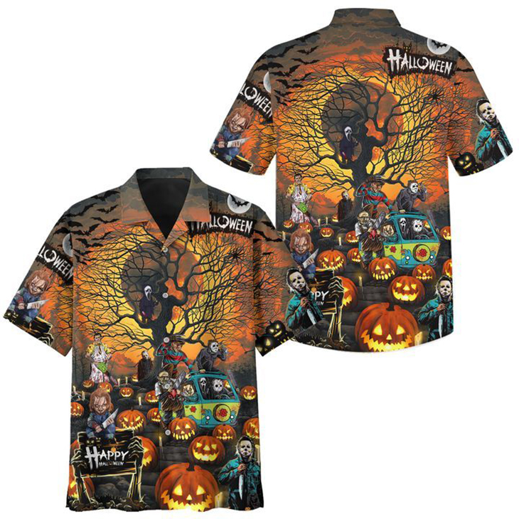 Halloween Horror Jason Friday The 13Th Michael Myers And Friend Hawaiian Shirt1