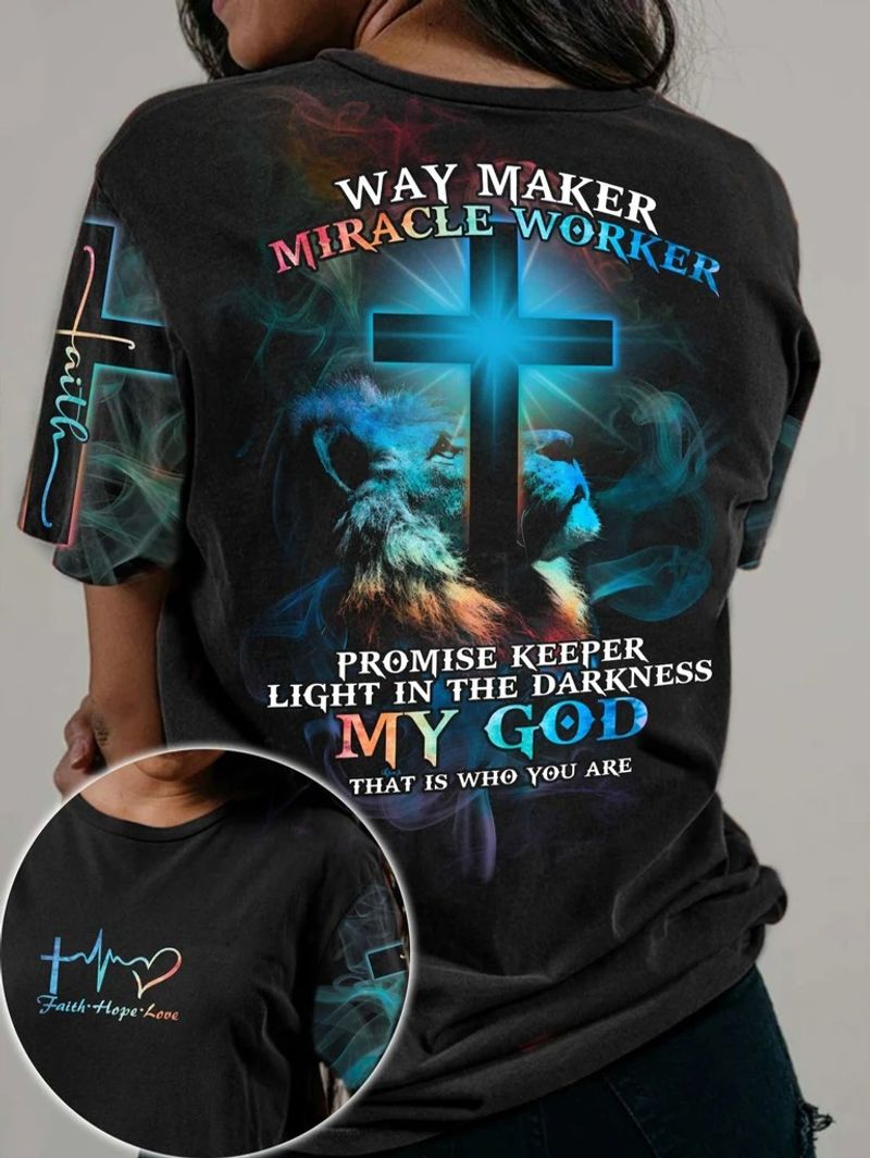 Lion and cross way maker miracle worker shirt