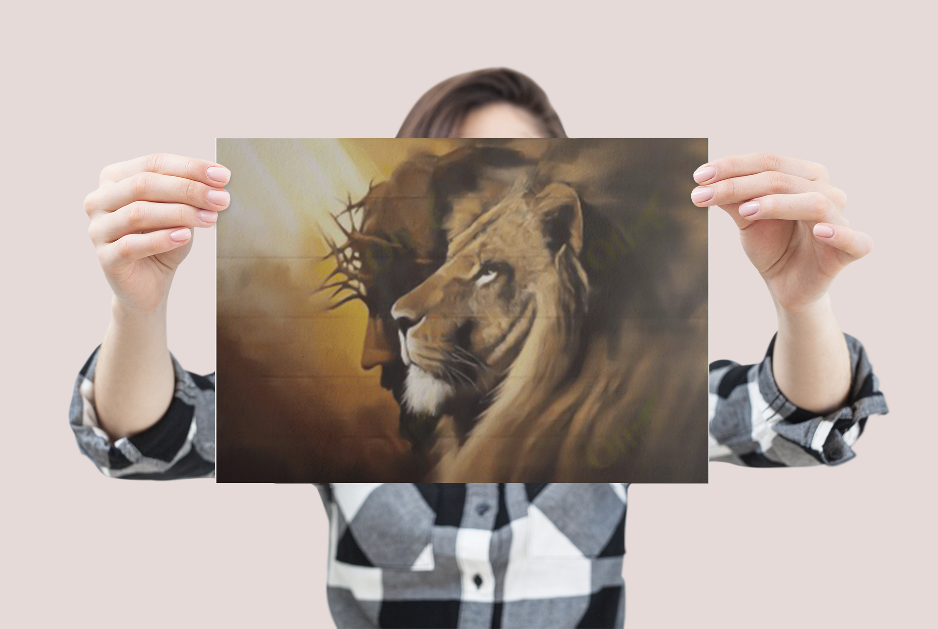 Lion and god canvas poster