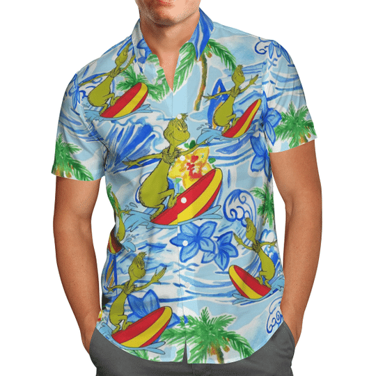 Grinch Surfing Hawaiian Shirt 3 3 Grinch Surfing Hawaiian Shirt 1