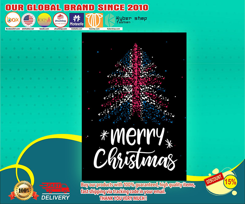 Merry christmas british flag tree poster