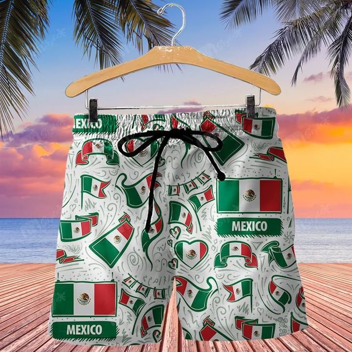 Mexico flag hawaiian shirt and short 3 Mexico flag hawaiian shirt and short 2