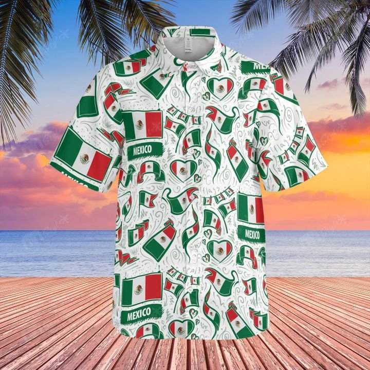 Mexico flag hawaiian shirt and short 2 Mexico flag hawaiian shirt and short 3