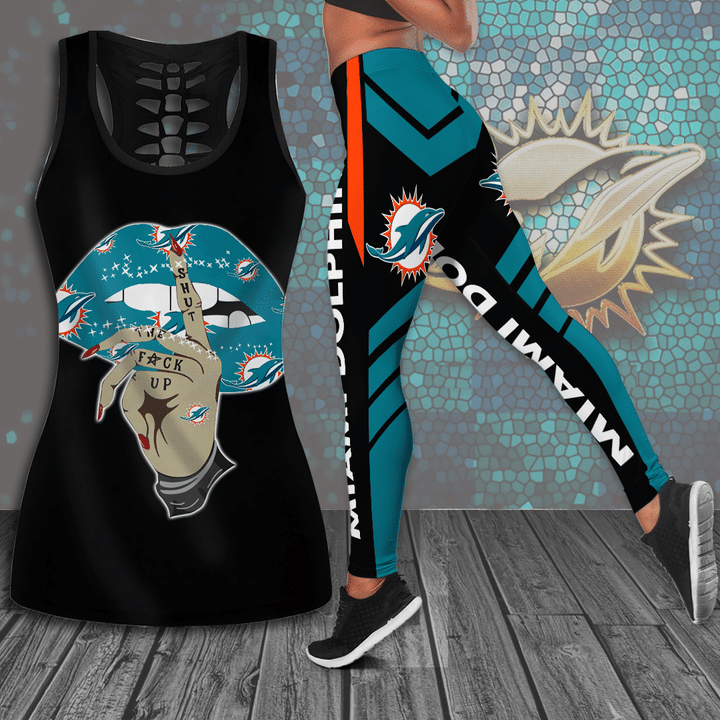 Miami Dolphins hollow Tank Top And Legging Set