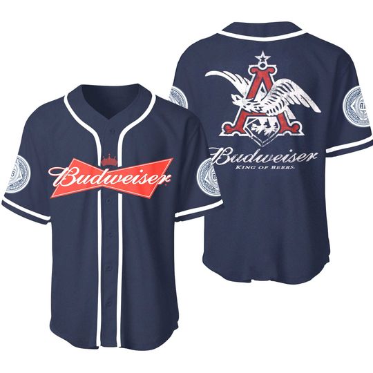 Budweiser King Of Beers Baseball Jersey Shirt 3 11 Budweiser King Of Beers Baseball Jersey Shirt 2