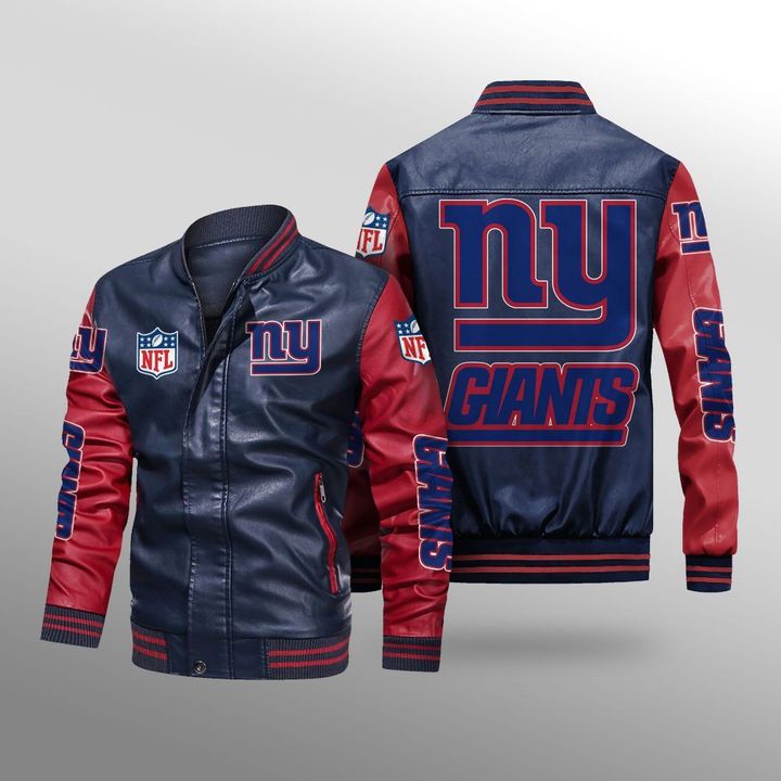 New York Giants Leather Bomber Jacket1