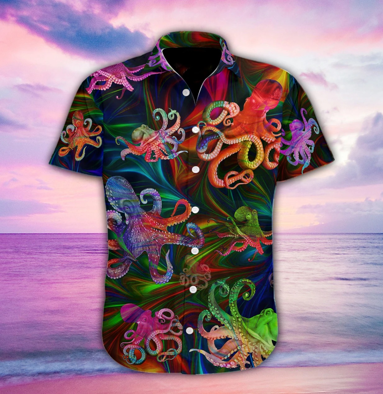 Octopus neon fantansy hawaiian shirt 1