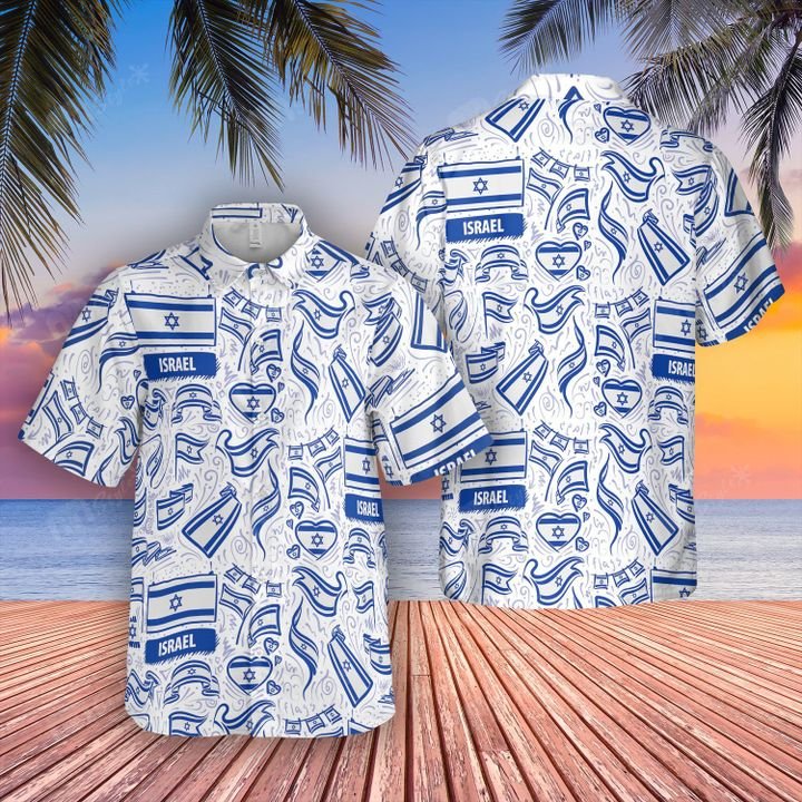 Israel flag hawaiian shirt and short 1