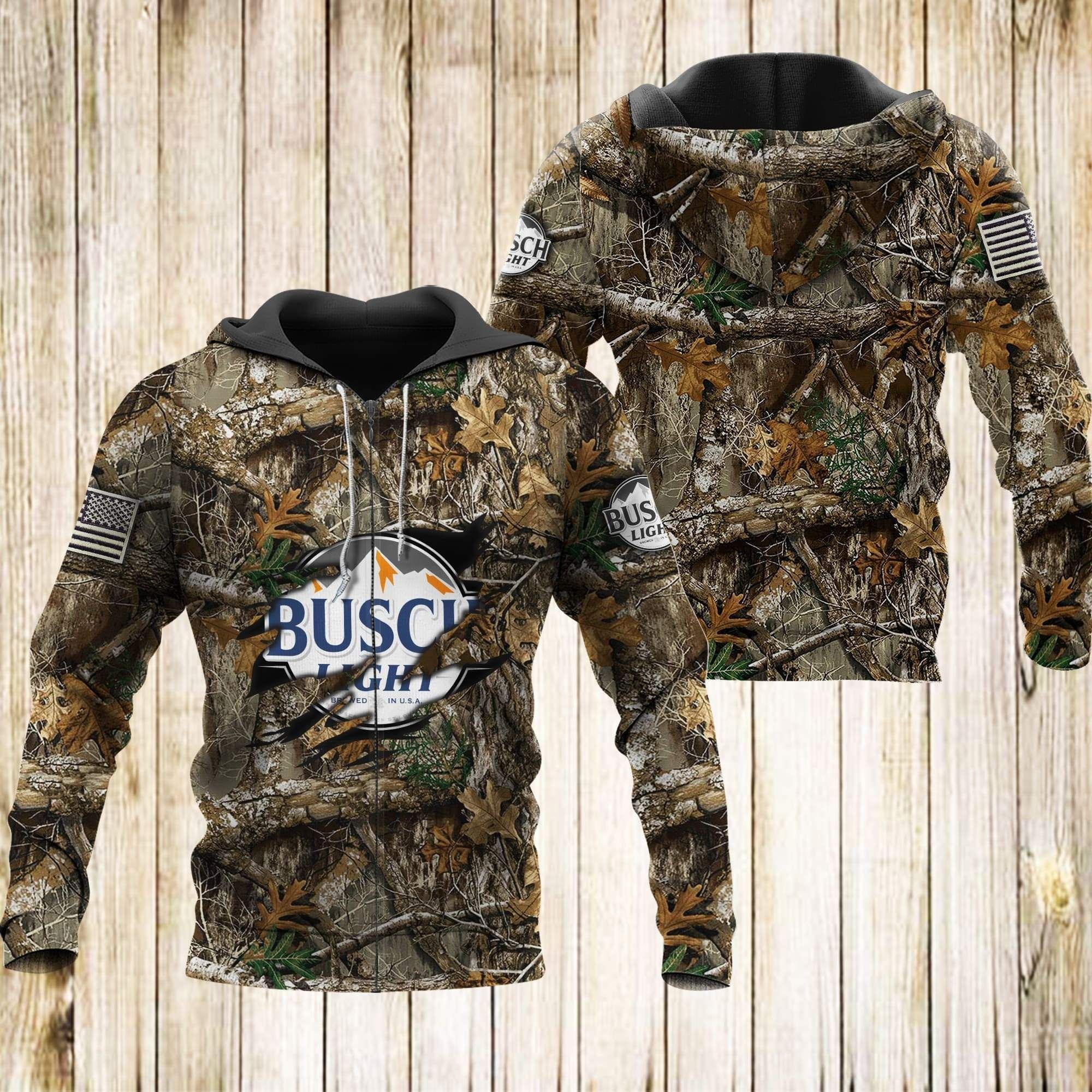 Deer hunting Busch light 3d hoodie