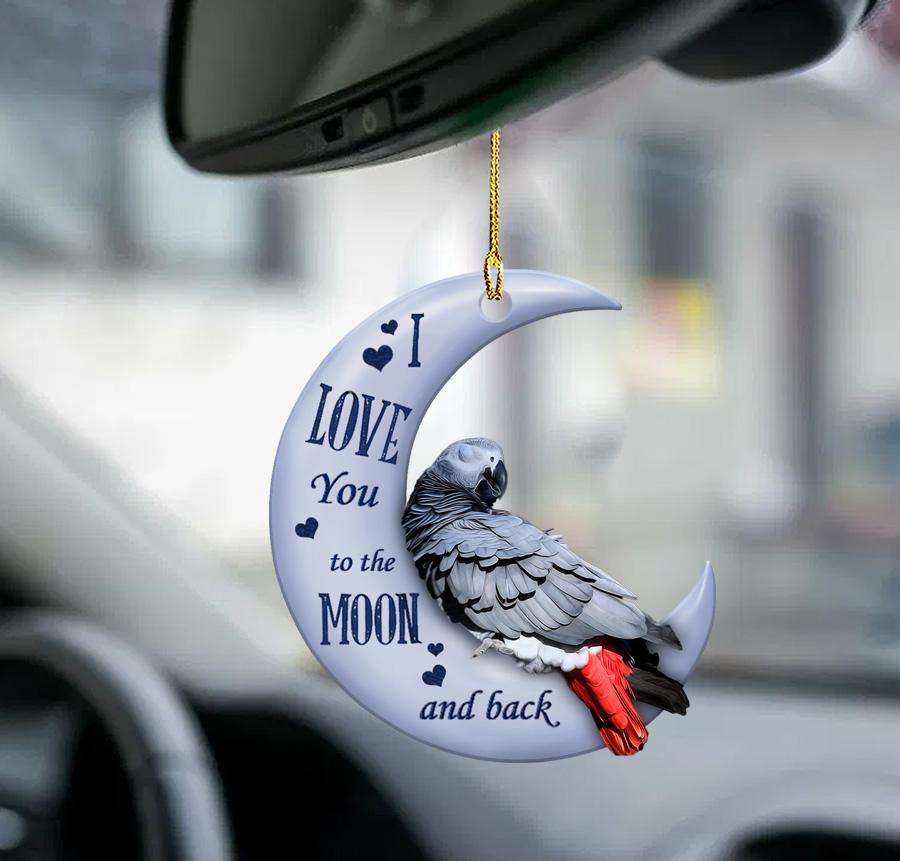 Parrot I Love You To The Moon And Back Ornament 1
