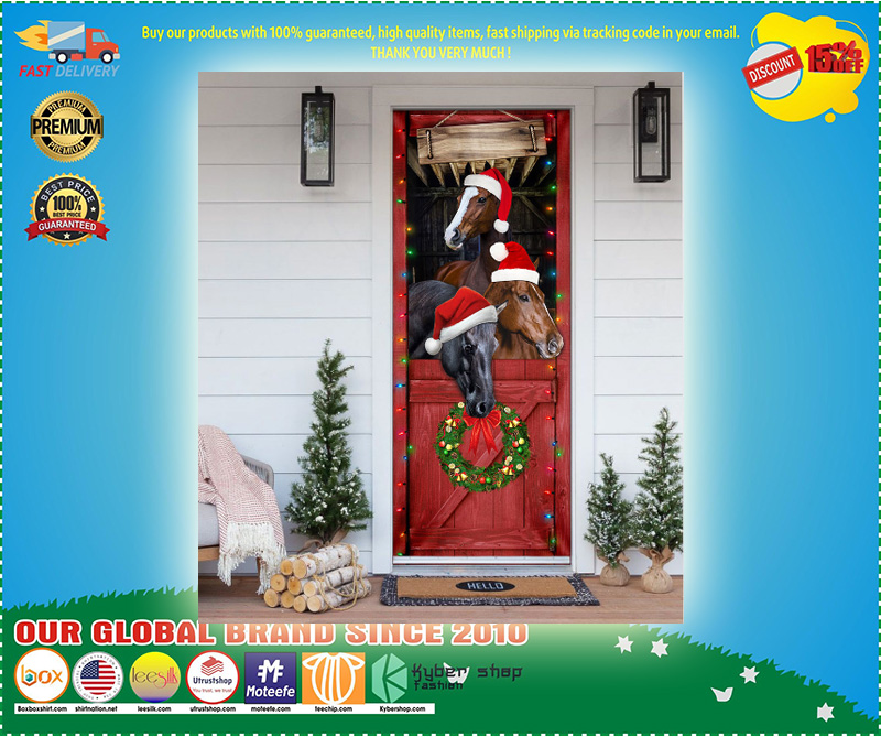 Personalized Horse Merry Christmas Door Cover