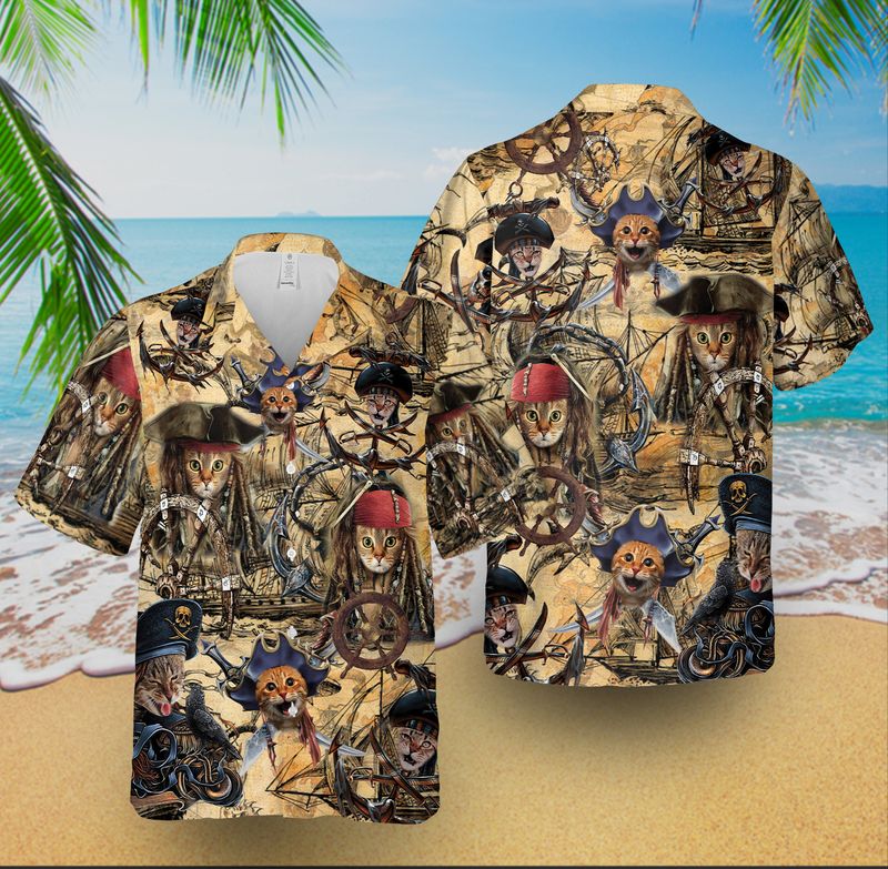 Pirate Cat Short Sleeve Hawaiian Shirt