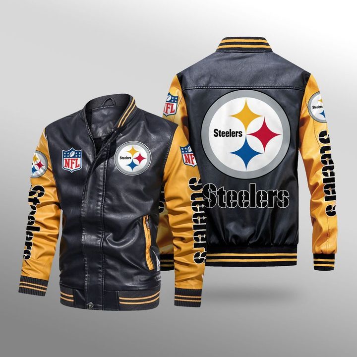 Pittsburgh Steelers Leather Bomber Jacket 4 Pittsburgh Steelers Leather Bomber Jacket2