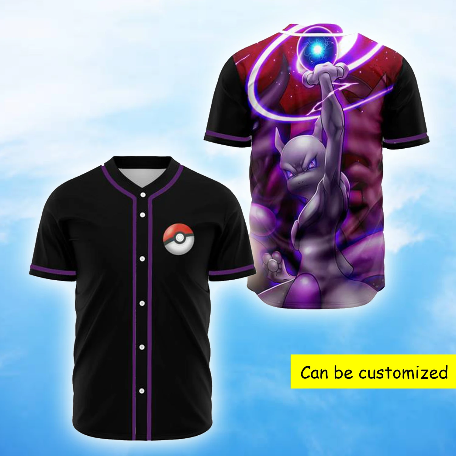 Pokemon ball Mewtwo baseball Jersey Shirt 1 Pokemon ball Mewtwo baseball Jersey Shirt