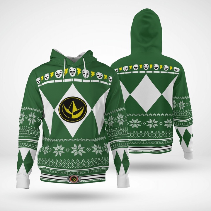 Power ranger green 3d all over print hoodie 5 Power ranger green 3d all over print hoodie 1