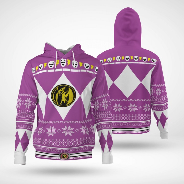 Power ranger pink 3d all over print hoodie 0