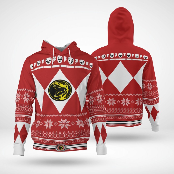 Power ranger red 3d all over print hoodie 1
