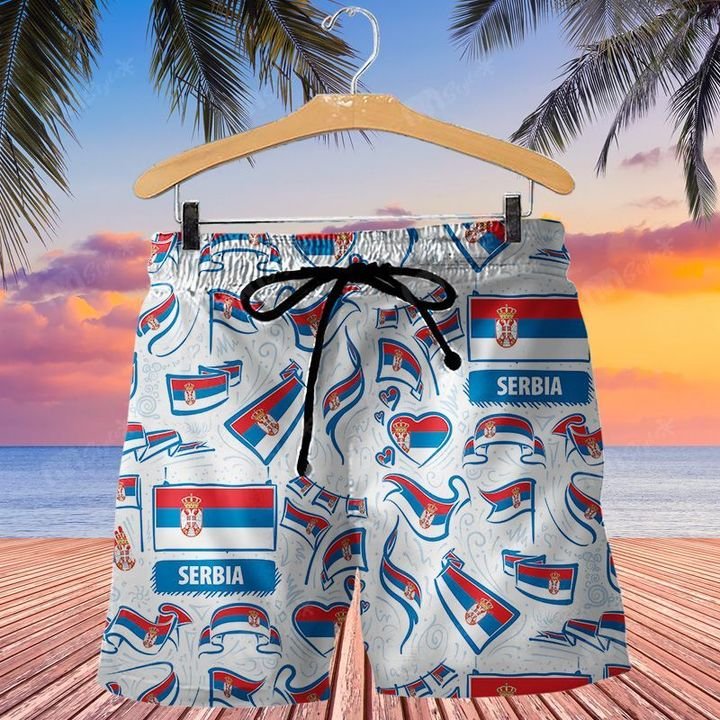 Serbia flag hawaiian shirt and short 2
