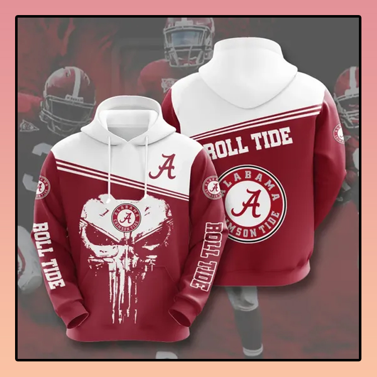 Punisher skull Alabama Crimson Tide All over print 3d hoodie 4 Punisher skull Alabama Crimson Tide All over print 3d hoodie3