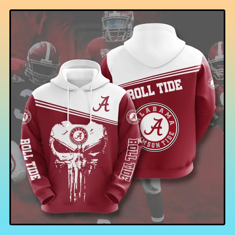 Punisher skull Alabama Crimson Tide All over print 3d hoodie 3 Punisher skull Alabama Crimson Tide All over print 3d hoodie4