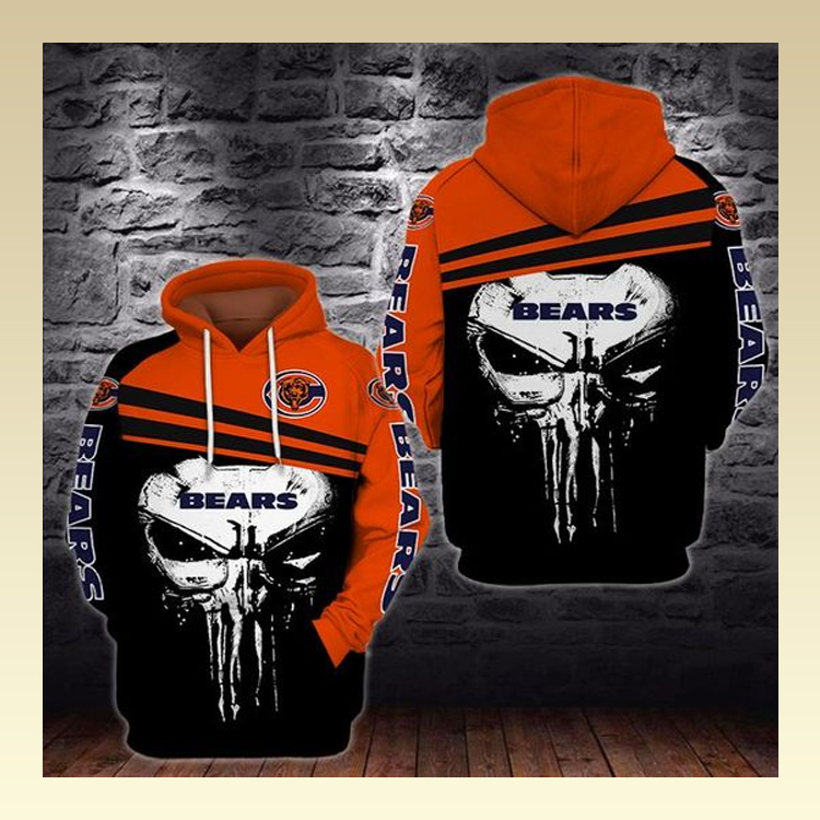 Punisher skull Chicago Bear 3d hoodie 3 Punisher skull Chicago Bear 3d hoodie3