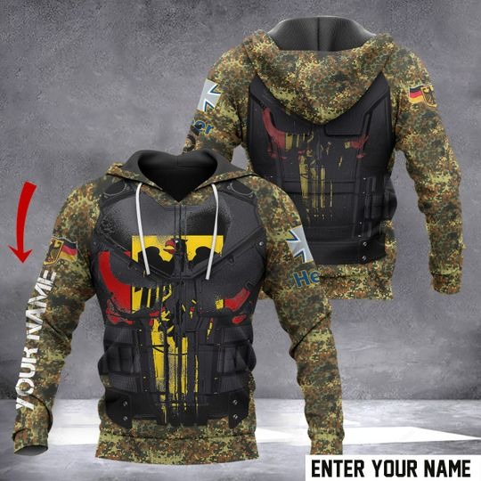 Punisher skull germany custom name 3d hoodie