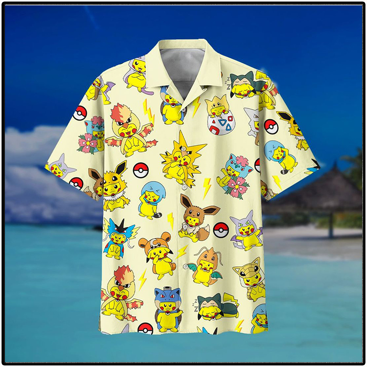Pikachu Pokemon Summer Hawaiian Shirt 3 Pikachu Tropical Pokemon Summer Vacation Hawaiian Shirt1