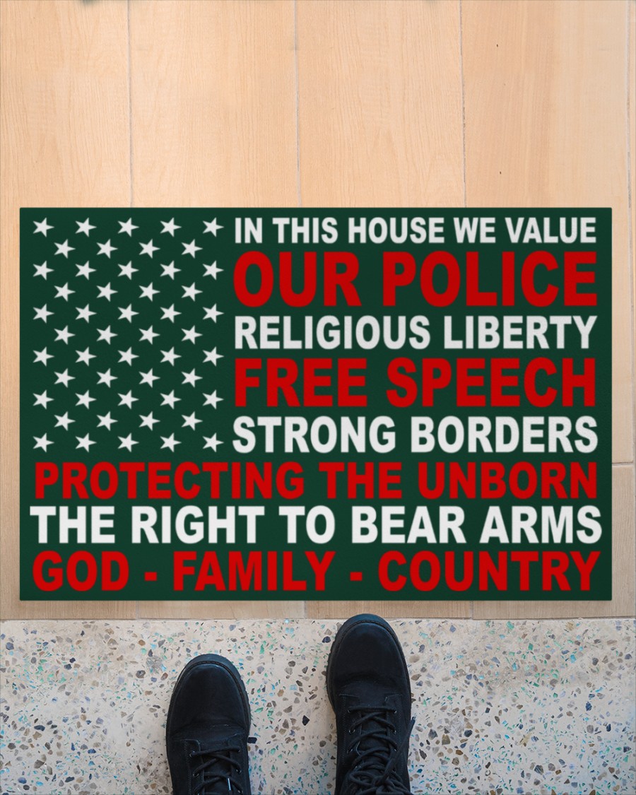 In this house we value our police religious liberty free speech doormat 5 In this house we value our police religious liberty free speech doormat 4