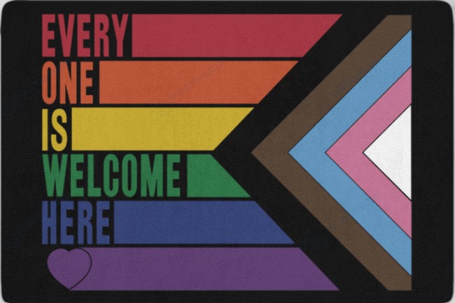 Rainbow LGBT Everyone is welcome here doormat
