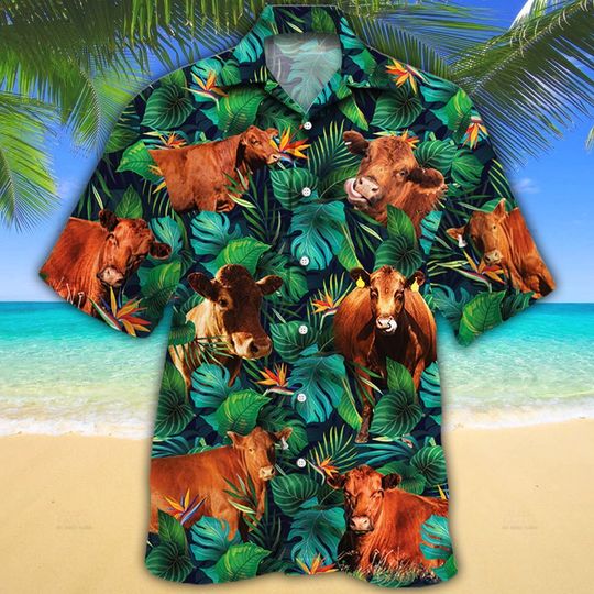 Red angus cattle lovers tropical leaves hawaiian shirt 4 Red angus cattle lovers tropical leaves hawaiian shirt