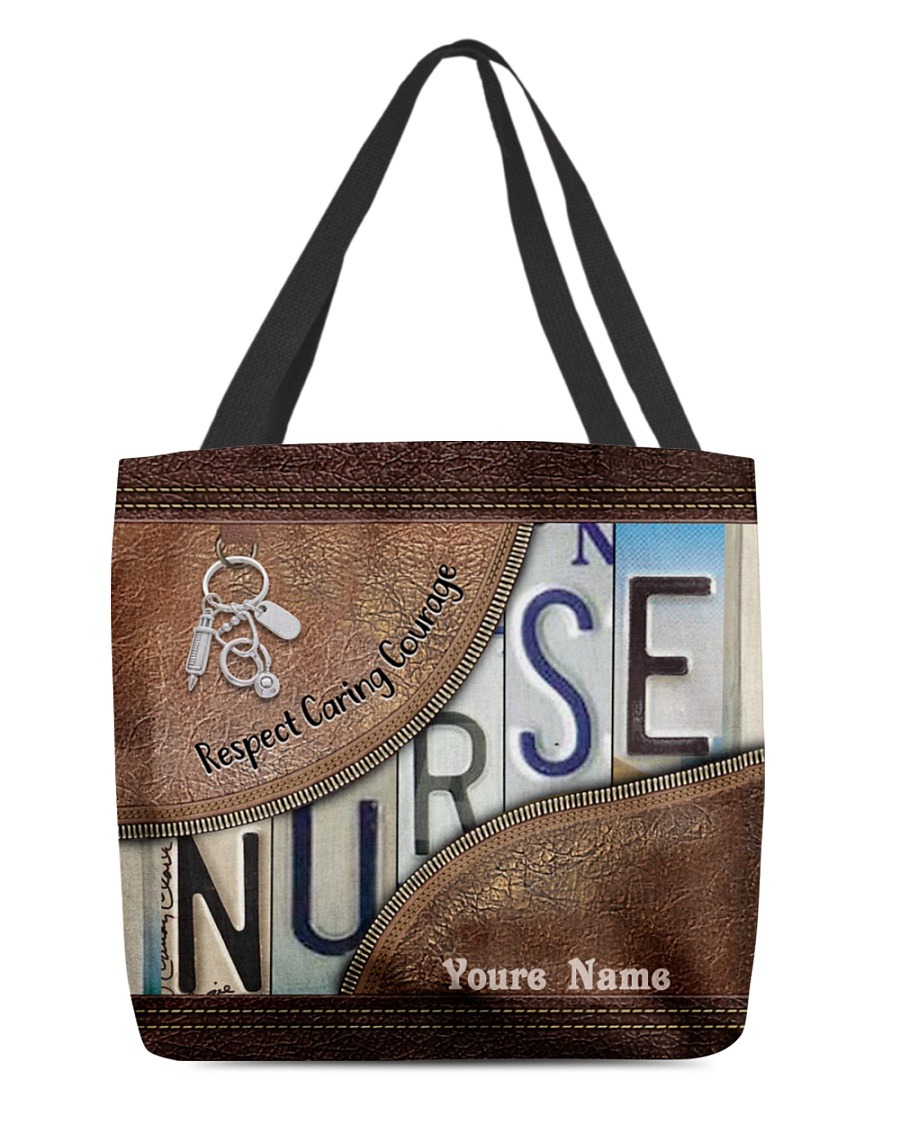Respect caring courage custom name tote bag