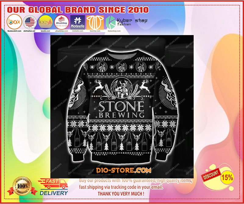 STONEBREWINGDALLOVERPRINTUGLYCHRISTMASSWEATER