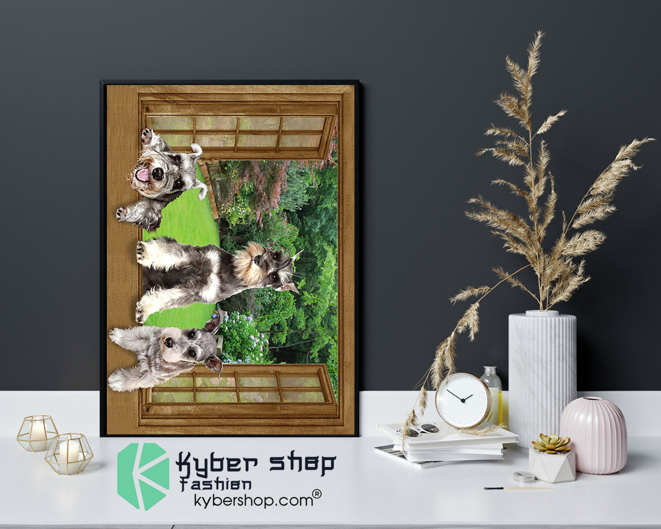 Schnauzer dog view window poster 4