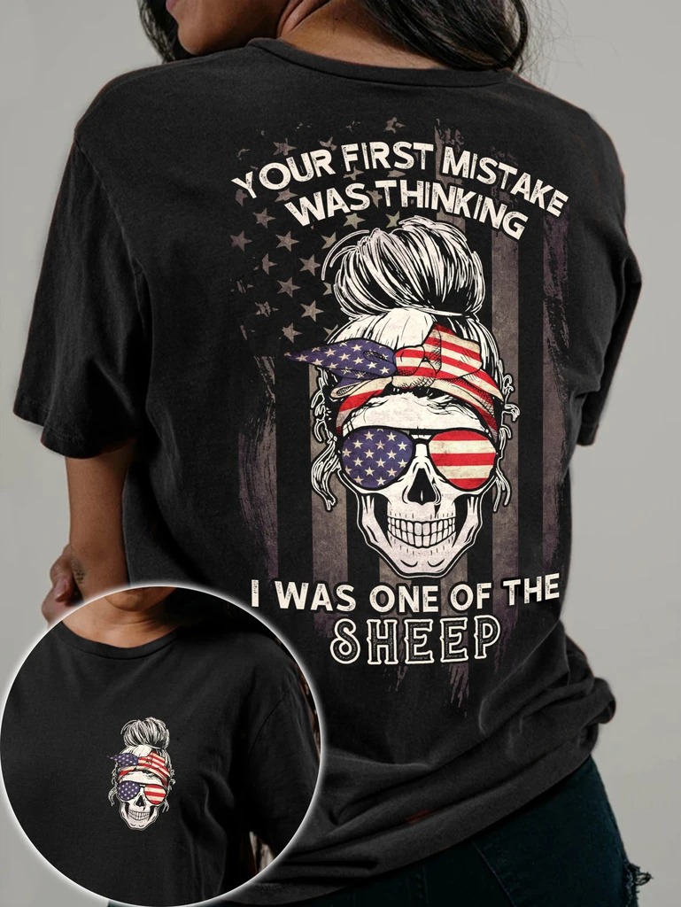 Skull American your first mistake was thinking I was one of the sheep 3D hoodie shirt