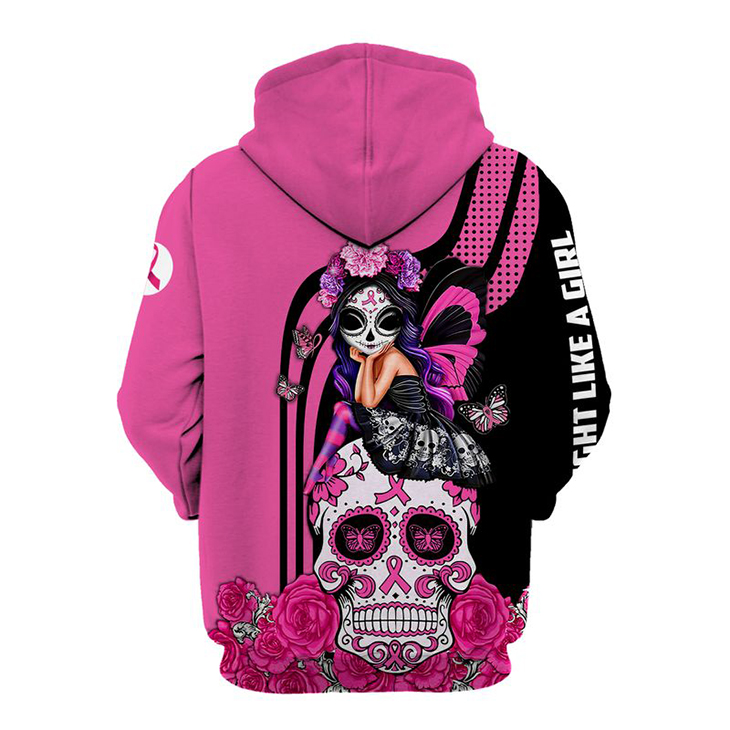 Skull Fight Like A Girl Breast Cancer Awareness 3d Hoodie And Shirt 3 Skull Fight Like A Girl Breast Cancer Awareness 3d Hoodie Shirt1