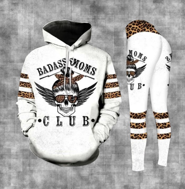 Skull badass moms club 3D hoodie and legging