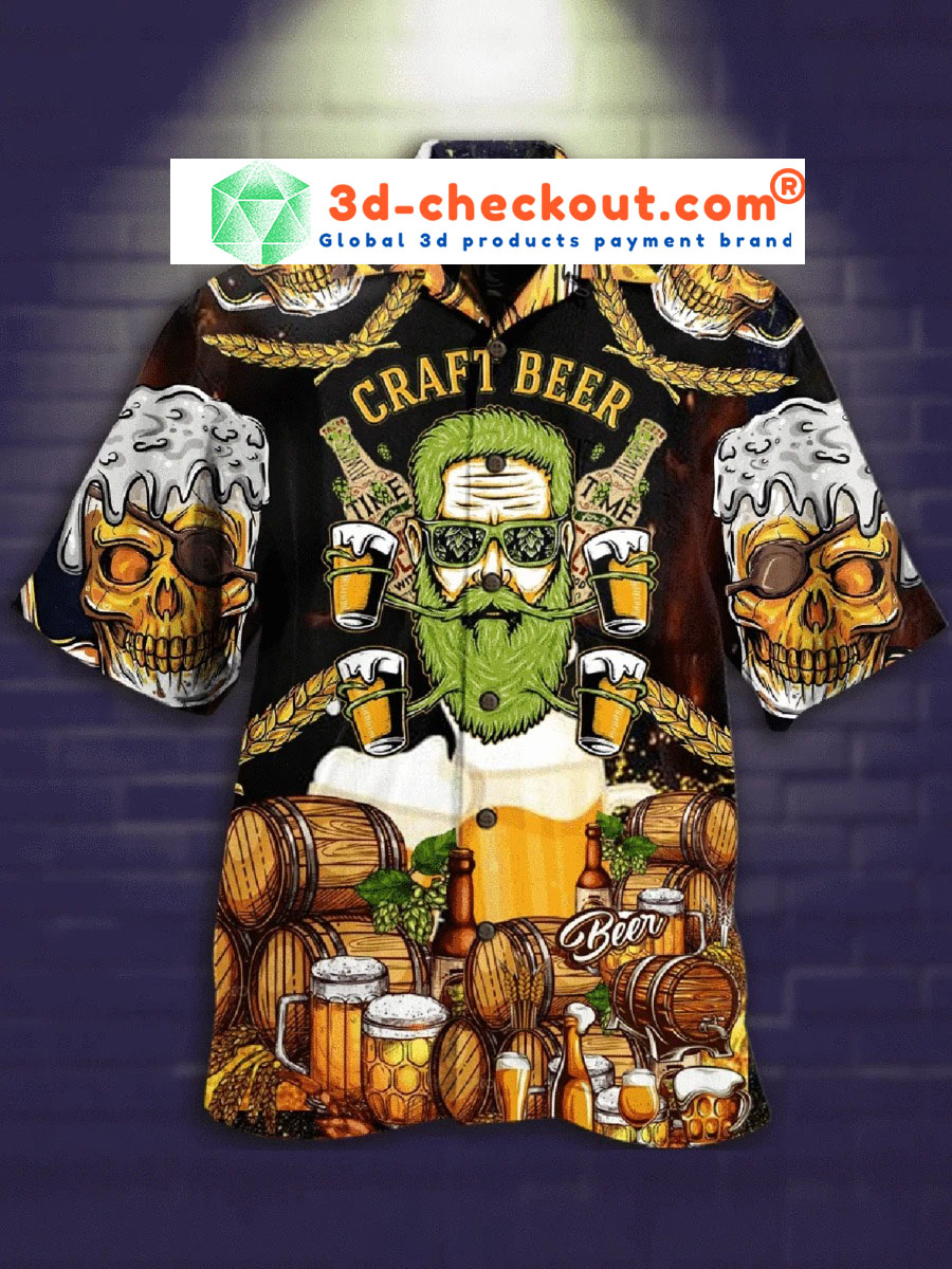 Skull barley craft beer hawaiian shirt