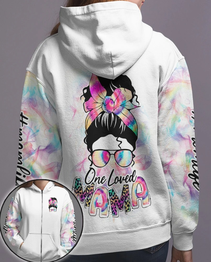 Skull coloful one loved mama 3D hoodie zip