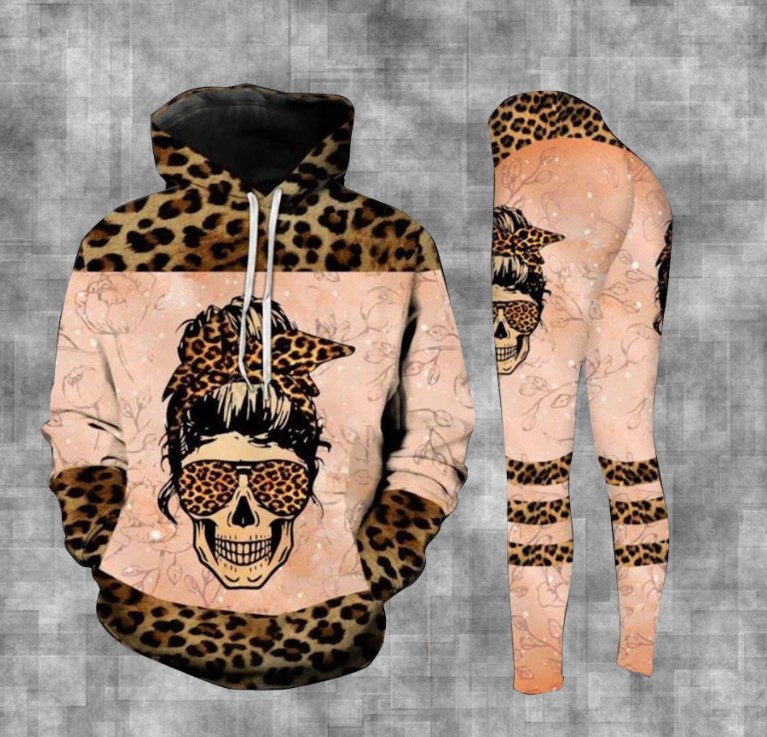 Skull leopard bad moms club 3D hoodie and legging