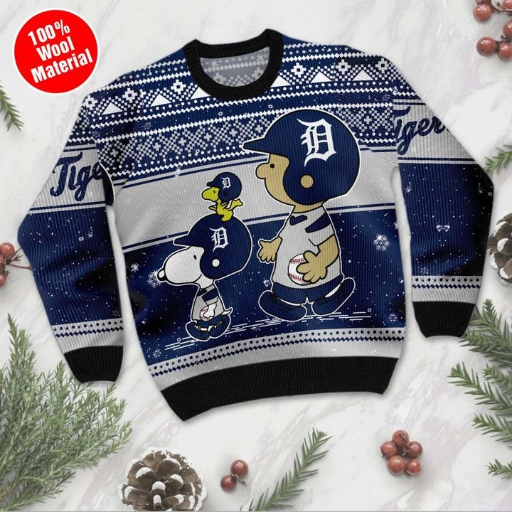 Snoopy Charlie Brown Detroit Tigers ugly Christmas sweater 3 Snoopy Charlie Brown Detroit Tigers ugly Christmas sweater 2