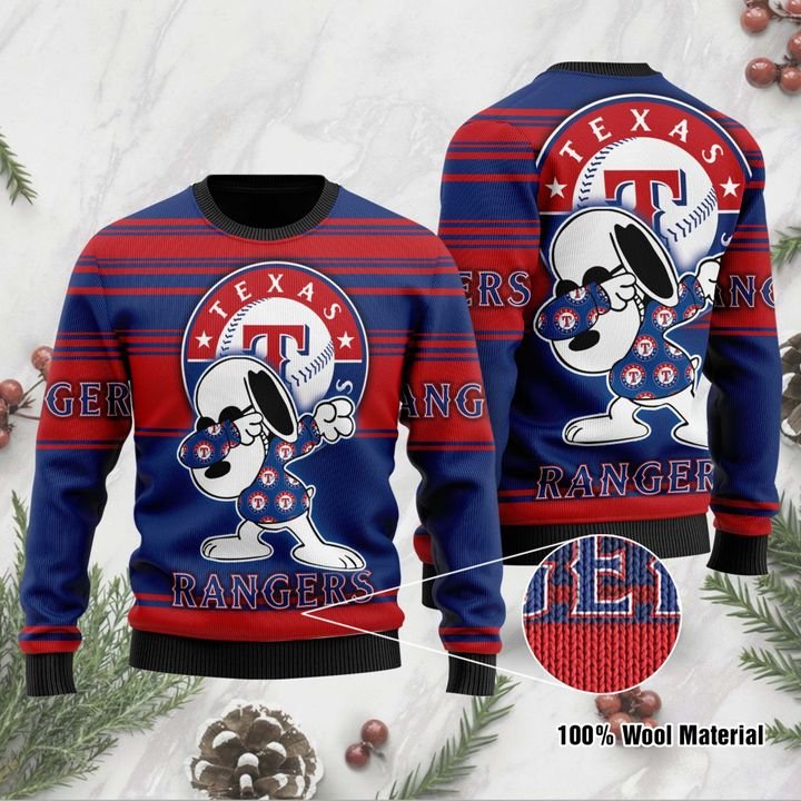 Snoopy Texas Rangers Ugly Christmas Sweater 1